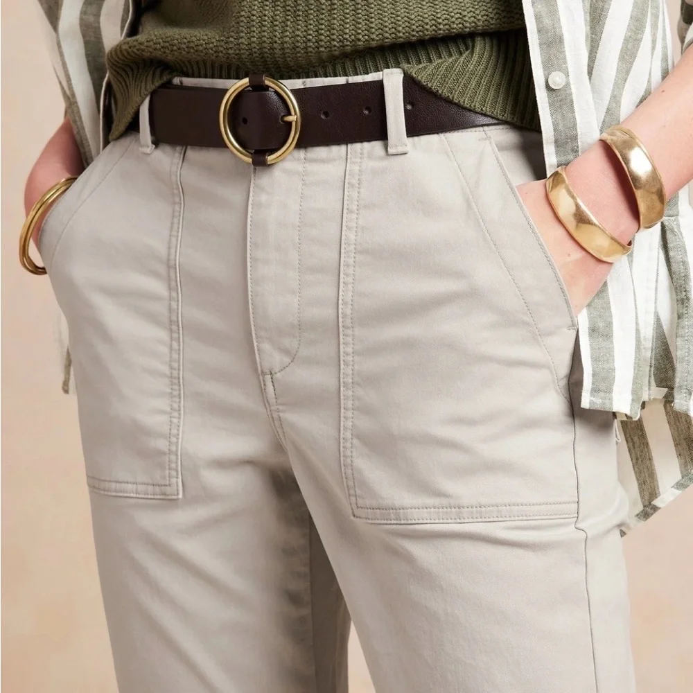Banana Republic Utility Girlfriend Chino Ankle Pants New Eclipse Coal Size 10